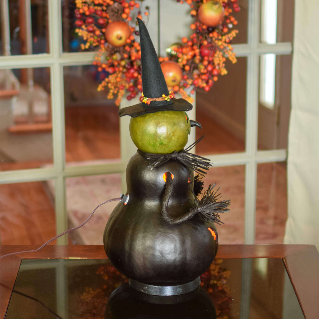 Fiona Extra Large Lit Gourd  - Side View at Meadowbrooke Gourds. 