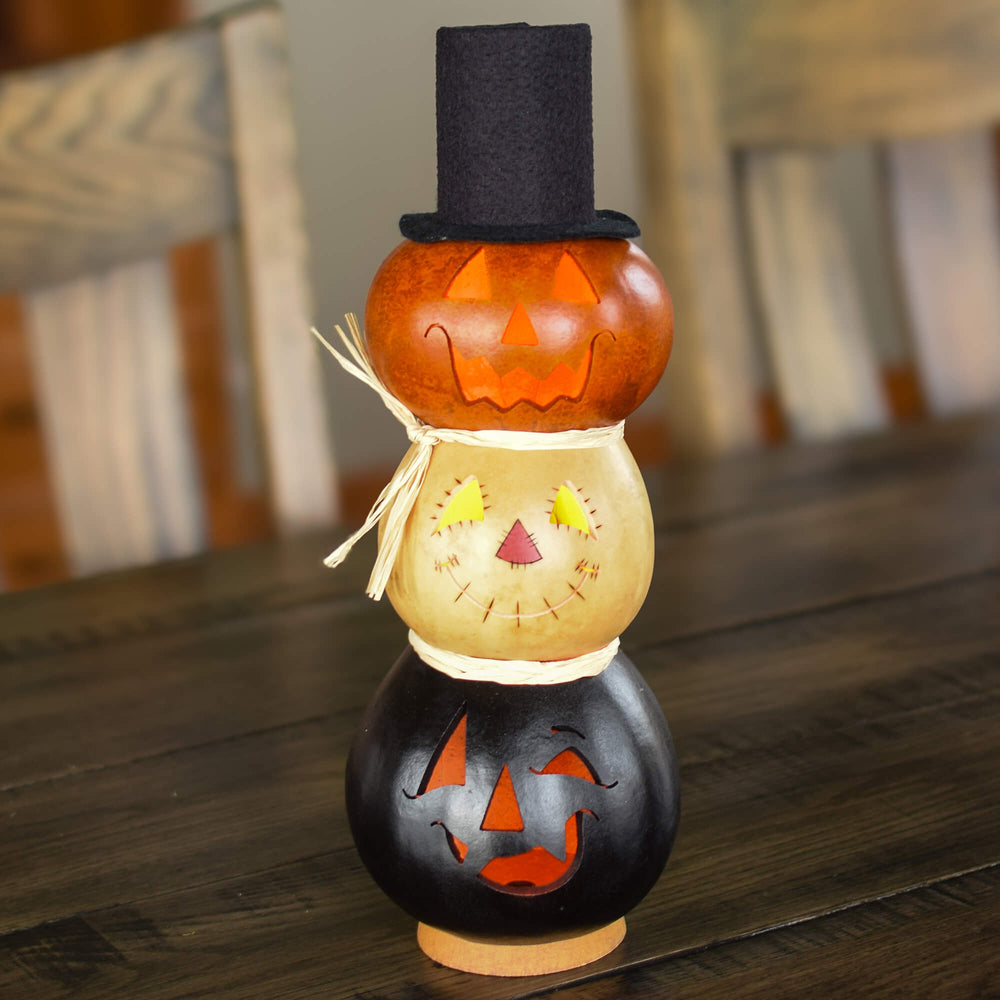 Jack Stack Medium  Lit Gourd at Meadowbrooke Gourds. 