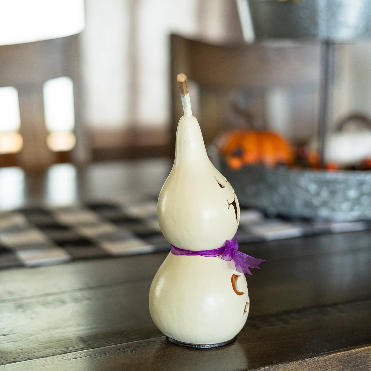 Jake - Miniature Winking Ghost with Purple Ribbon