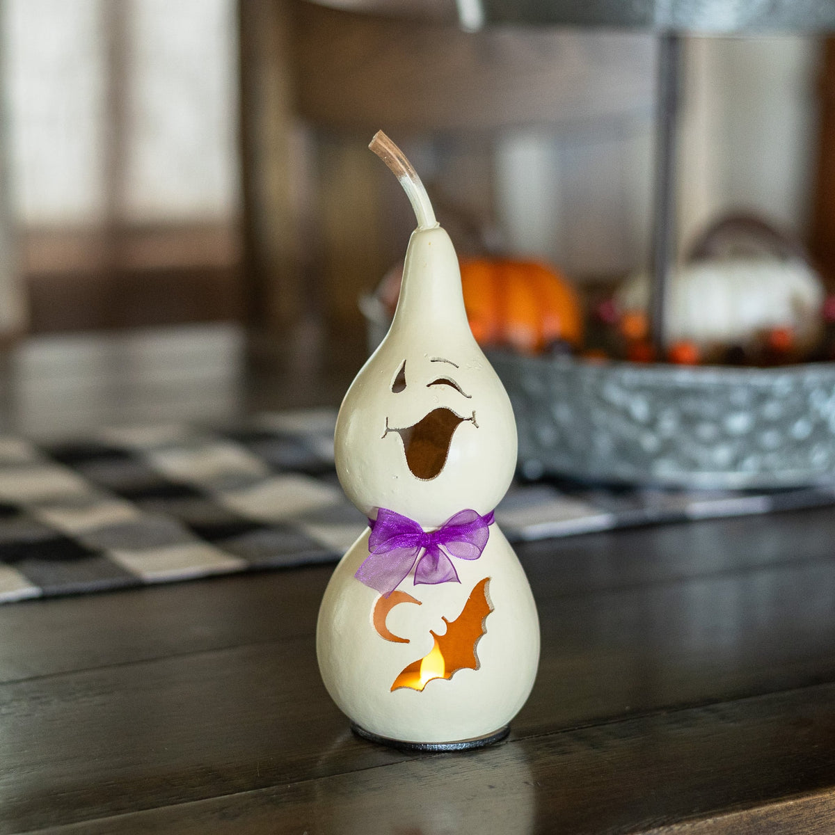 Jake - Miniature Winking Ghost with Purple Ribbon