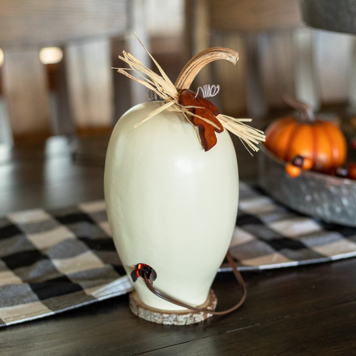 Lucas - White Small Tall Lit Jack-O-Lantern