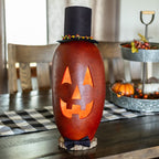 Lucas Extra Large Tall Lit Jack-O-Lantern with Top Hat front view at Meadowbrooke Gourds.