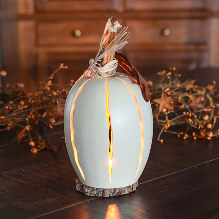 Whit luminary gourd at Meadowbrooke Gourds