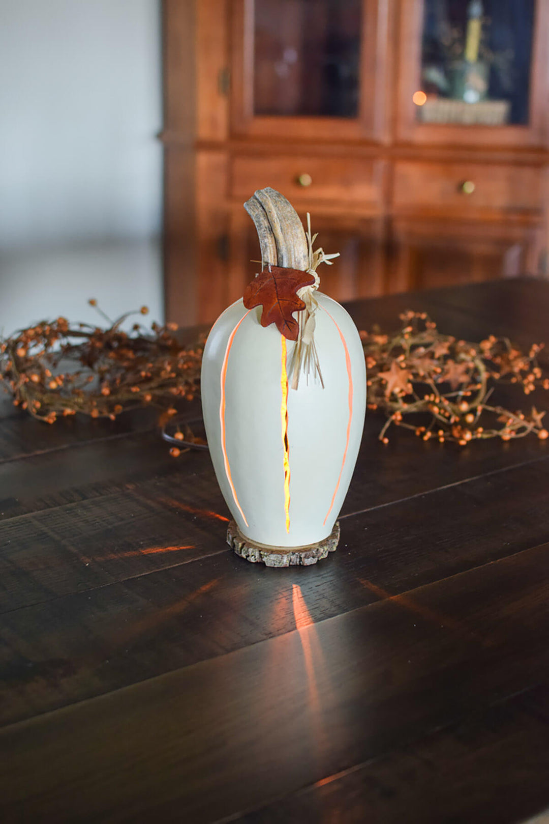 Small white luminary gourd at Meadowbrooke Gourds