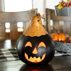 Quinn Jack-O-Lantern Large Lit front view at Meadowbrooke Gourds.