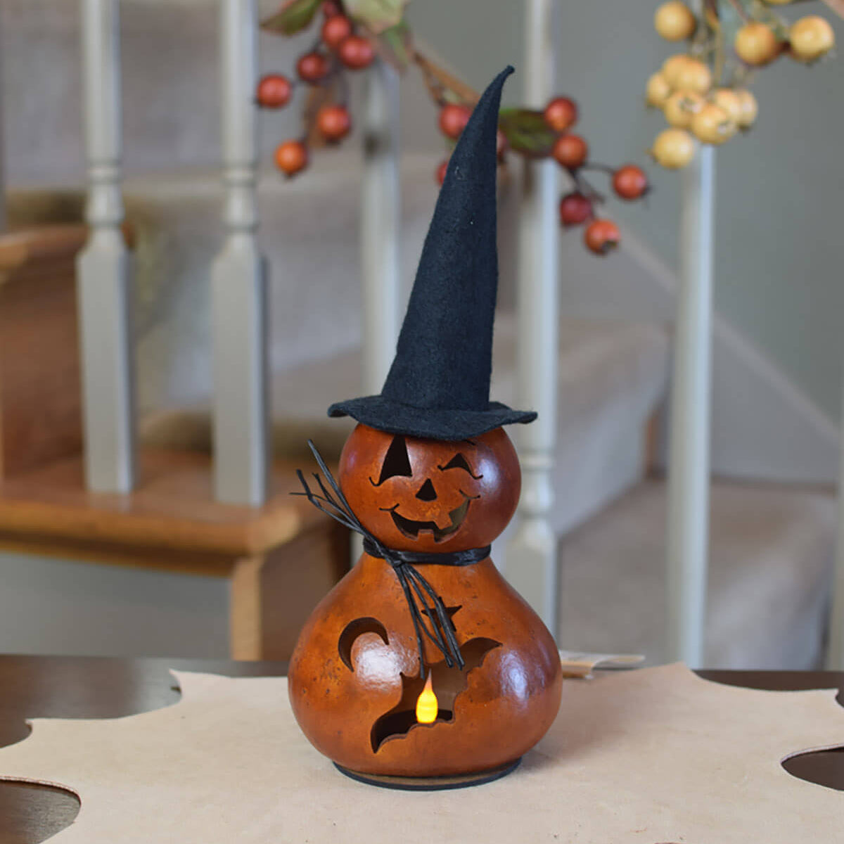 Orange Reba the witch gourd at Meadowbrooke Gourds