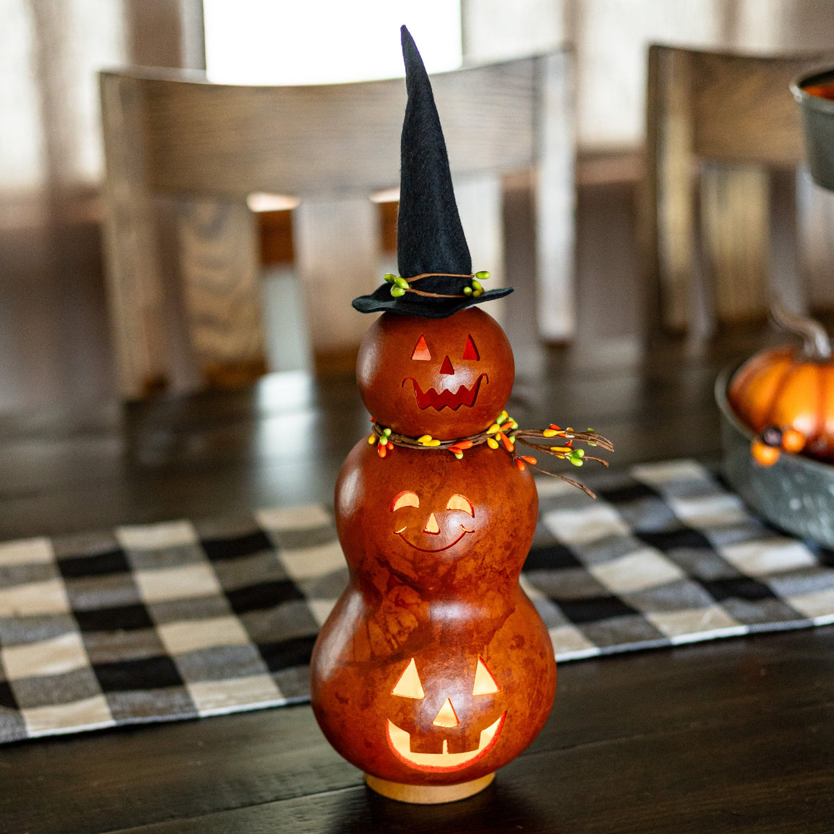Reba  - Orange Small Tall Lit Witch