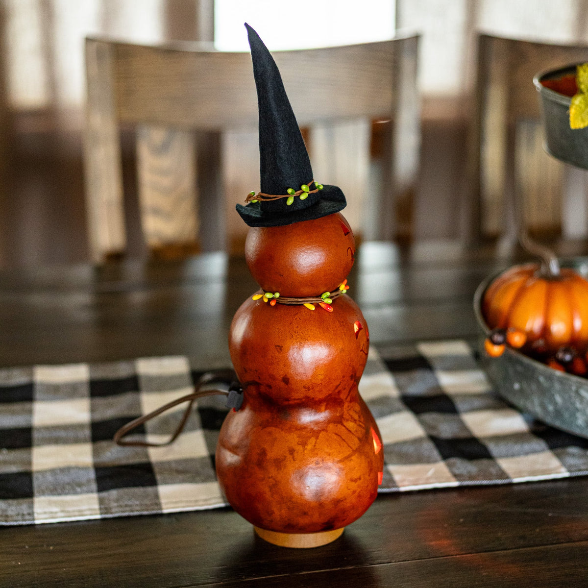 Reba  - Orange Small Tall Lit Witch