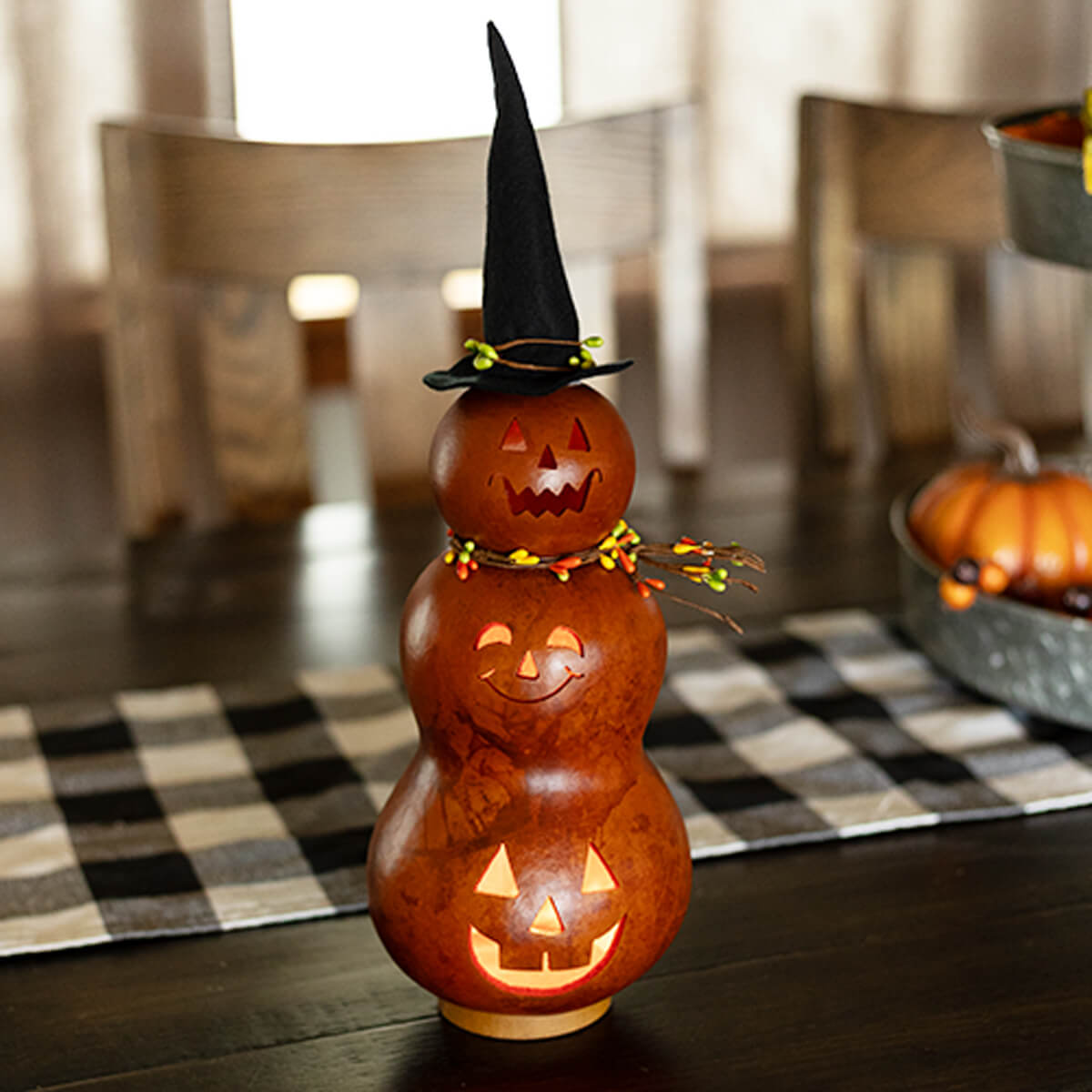 Reba  - Orange Small Tall Lit Witch
