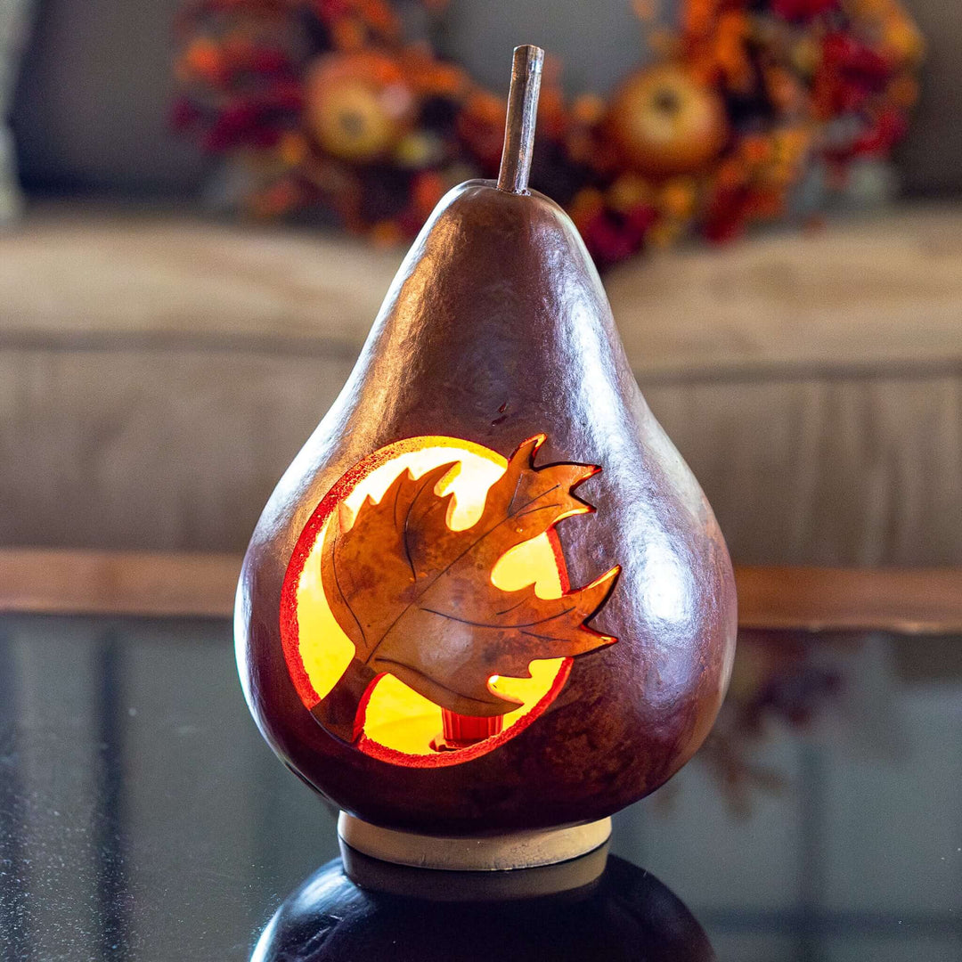 Maple Leaf Silhouette Gourd Design by Meadowbrooke Gourds