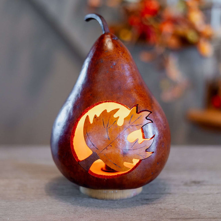 Maple Leaf Silhouette Gourd Design by Meadowbrooke Gourds