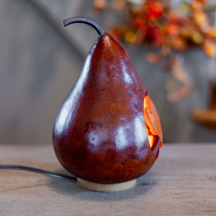 Side View of Maple Leaf Silhouette Gourd Design by Meadowbrooke Gourds