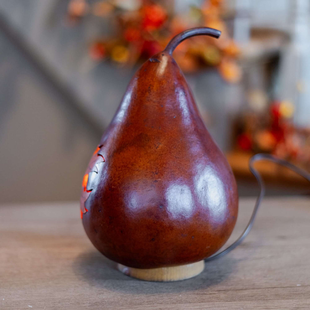 Side View of Maple Leaf Silhouette Gourd Design by Meadowbrooke Gourds