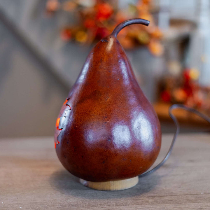 Side View of Maple Leaf Silhouette Gourd Design by Meadowbrooke Gourds