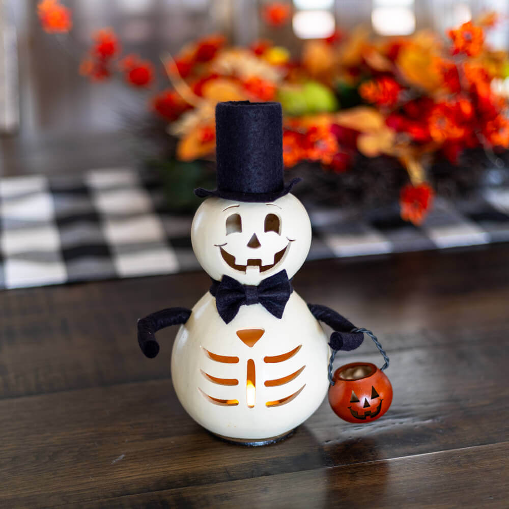 Skully Miniature Gourd Skeleton at Meadowbrooke Gourds. 