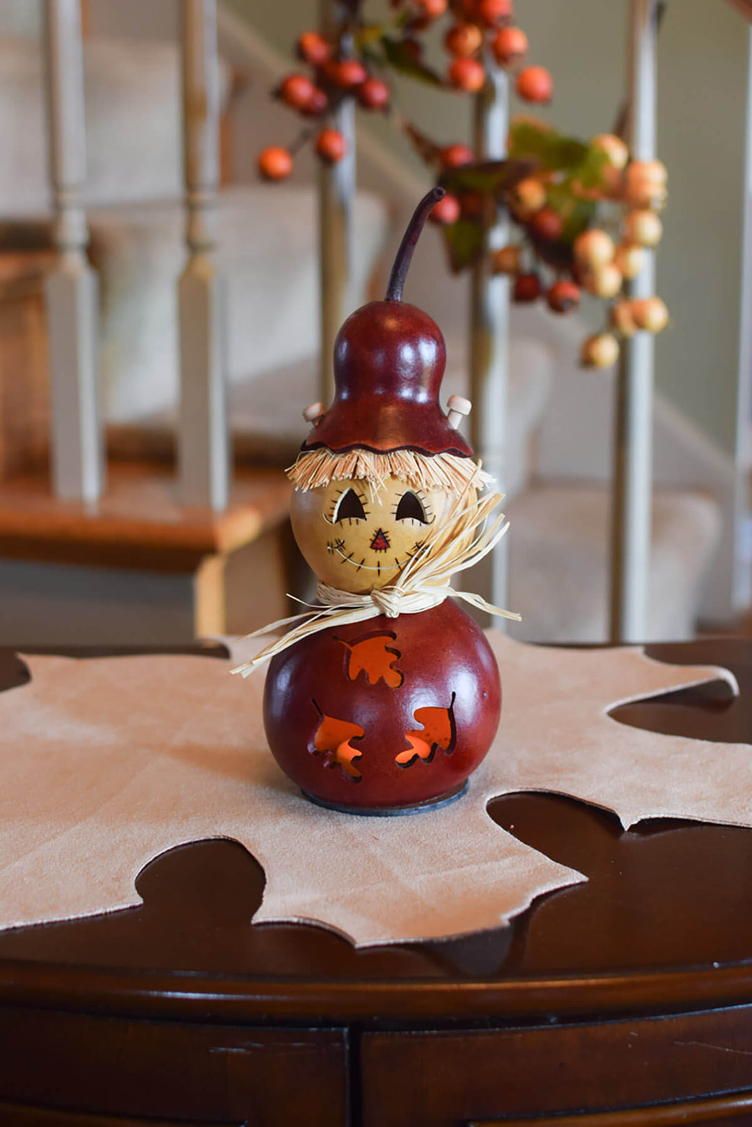Mahogany Warehime scarecrow gourd at Meadowbrooke Gourds