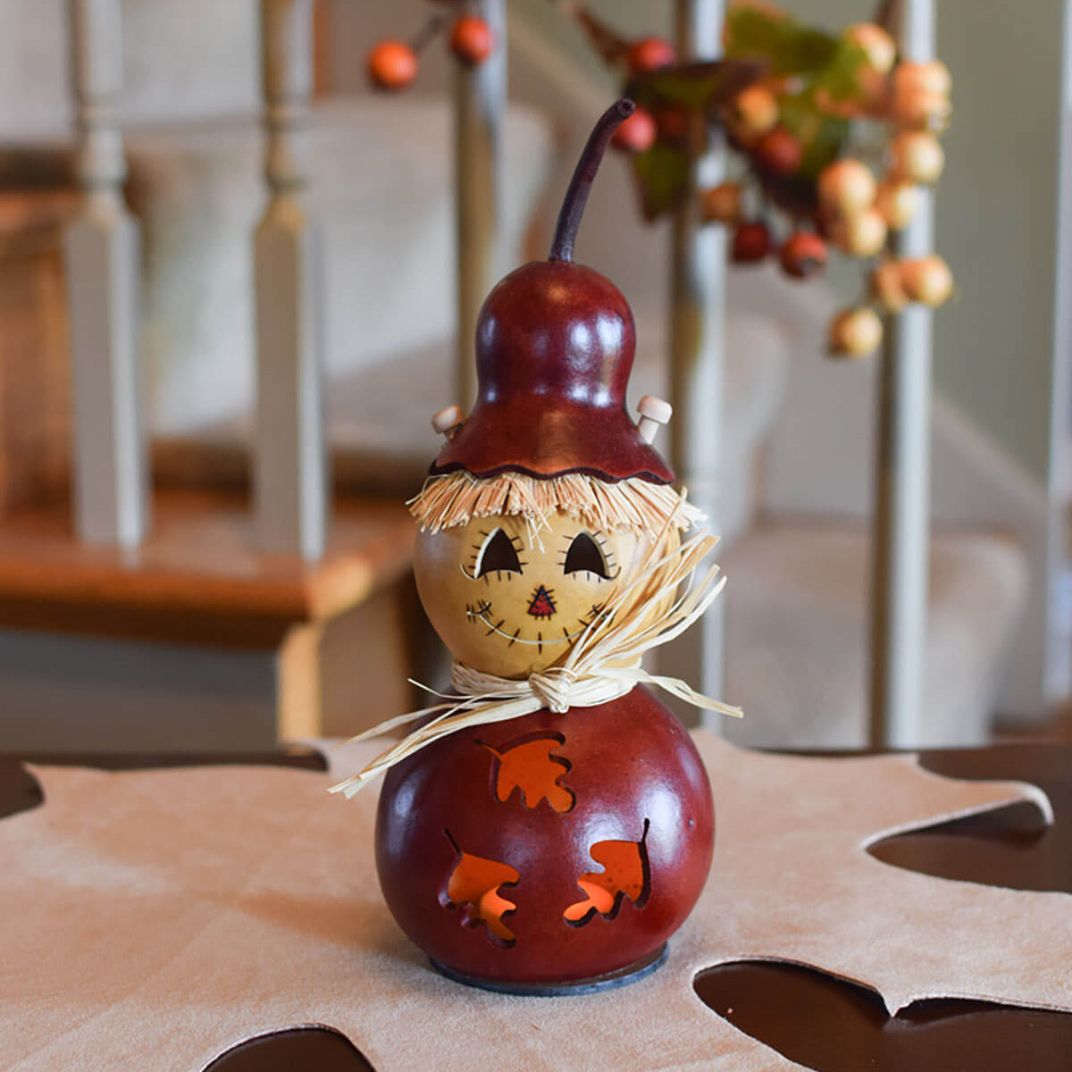 Mahogany Warehime scarecrow gourd at Meadowbrooke Gourds