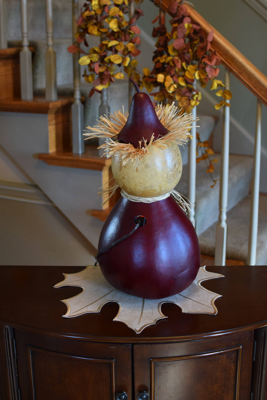 Warehime Extra Large Lit Scarecrow Gourd Back View at Meadowbrooke Gourds. 