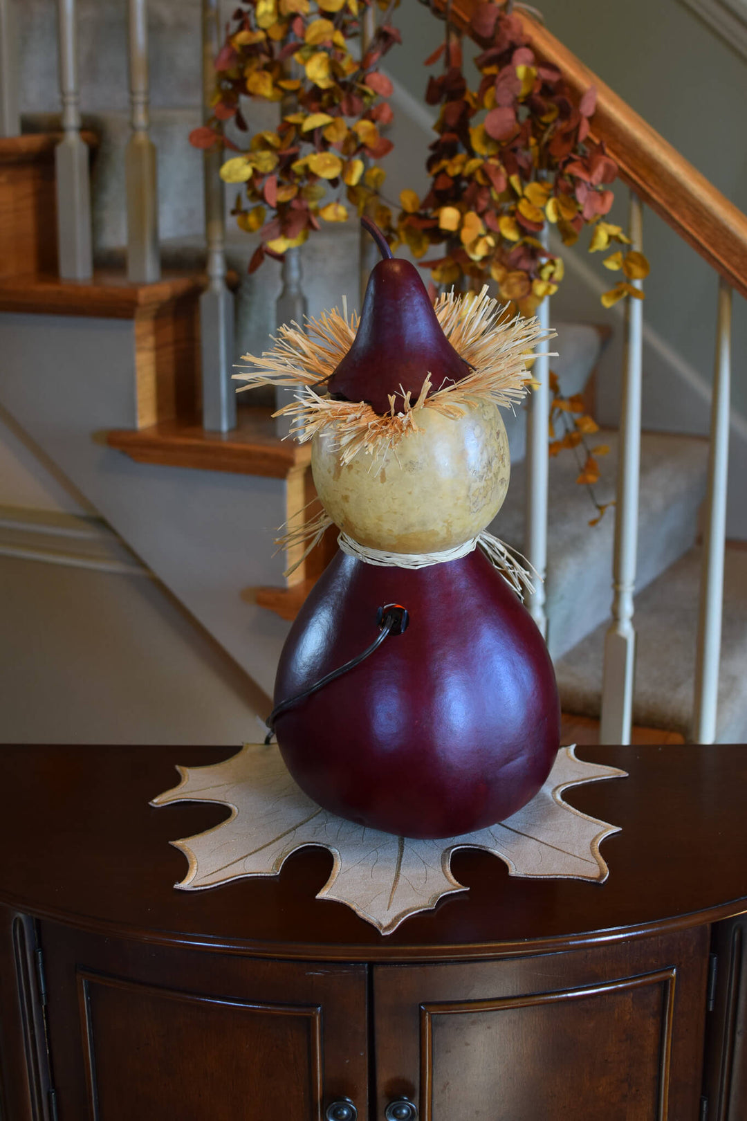 Warehime Extra Large Lit Scarecrow Gourd Back View at Meadowbrooke Gourds. 