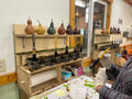 Fall CYO picture of dyeing station while dyeing inlay of sunflower gourd.