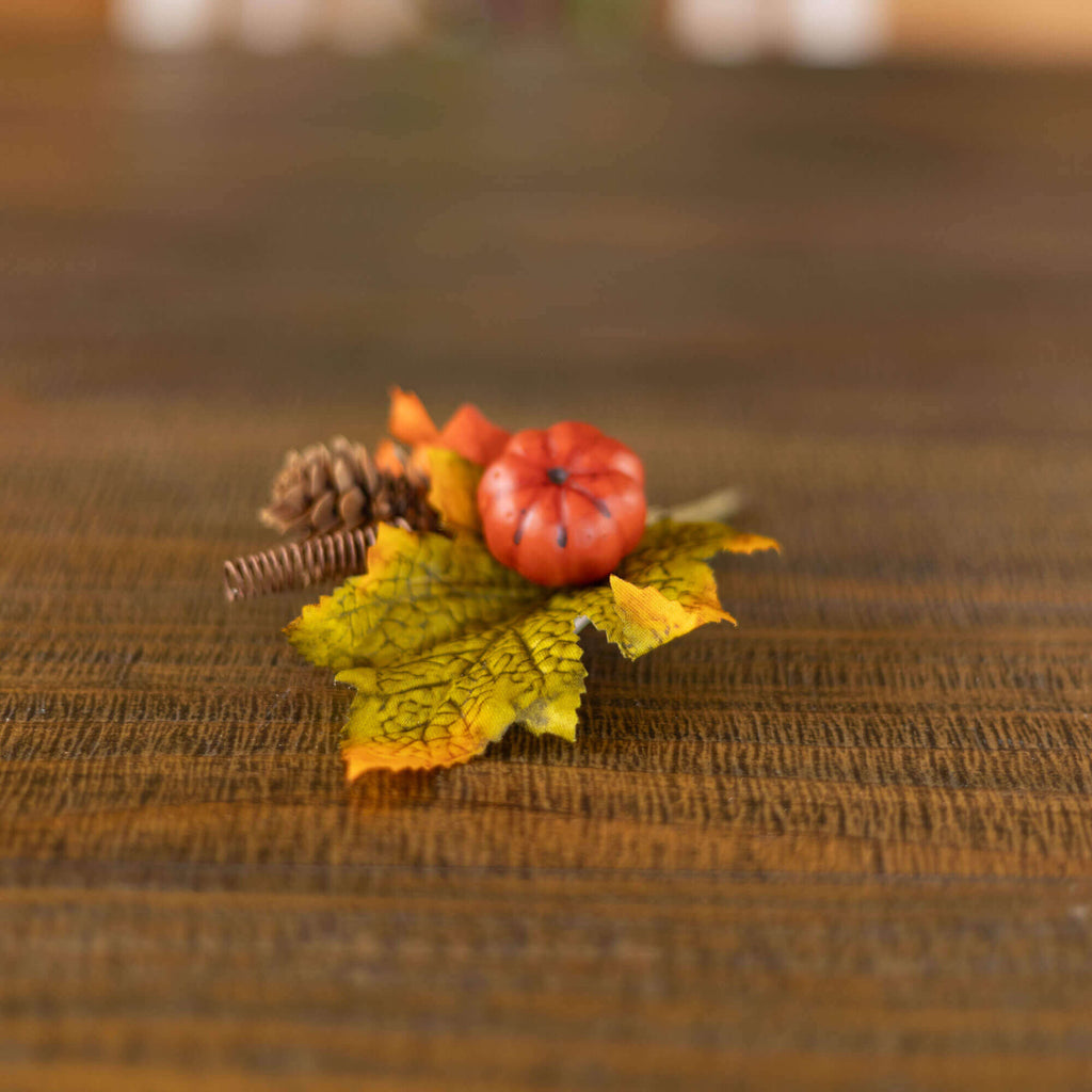 Mystery boo bag fall decor, pumpkin with pine cone and leaves pick.