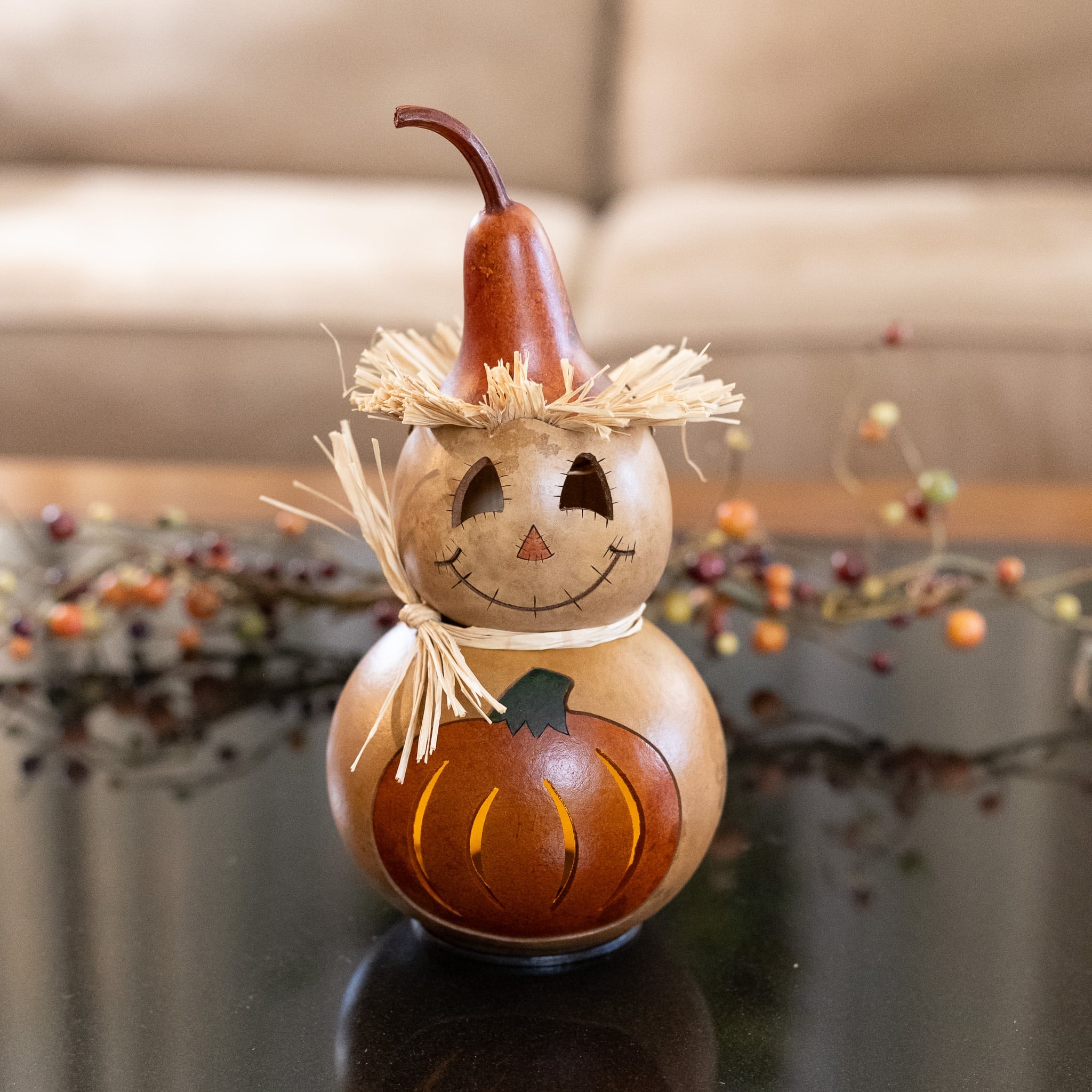 Hollis Scarecrow Miniature Gourd at Meadowbrooke Gourds. 