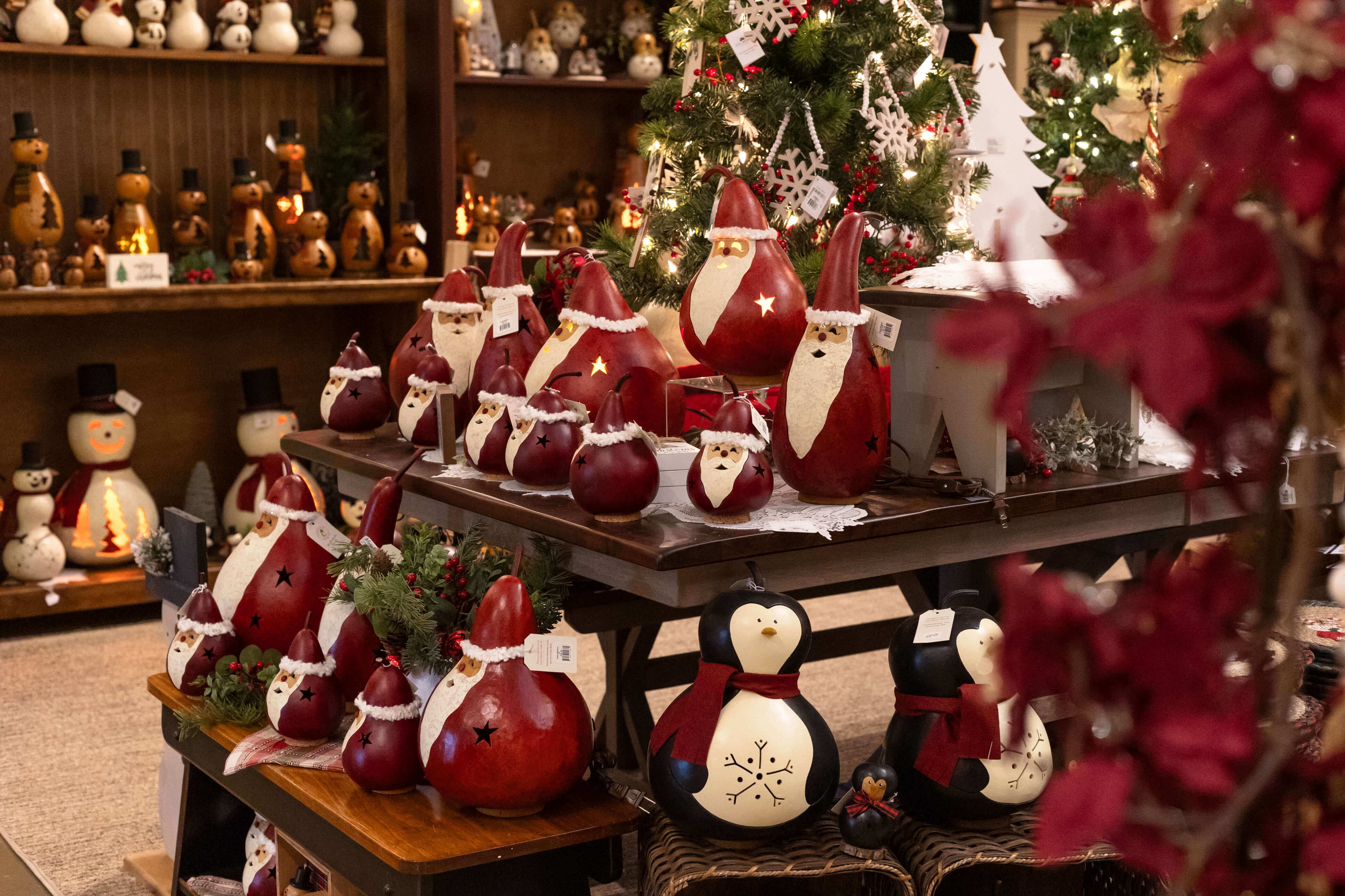 Santa Gourds and Other Winter Designs at Meadowbrooke Gourds. 