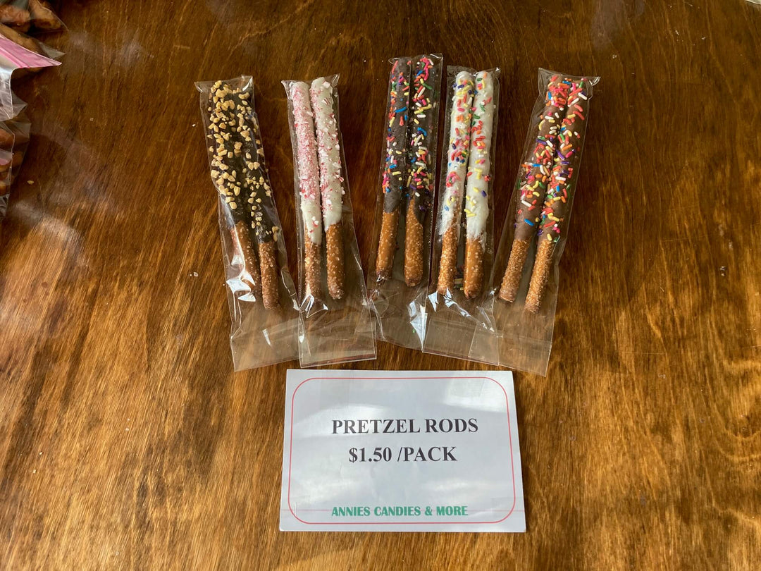Chocolate with sprinkles pretzel rods