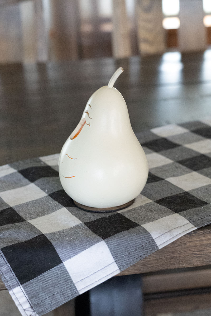 Winking Jake Ghost Gourd Side View at Meadowbrooke Gourds. 