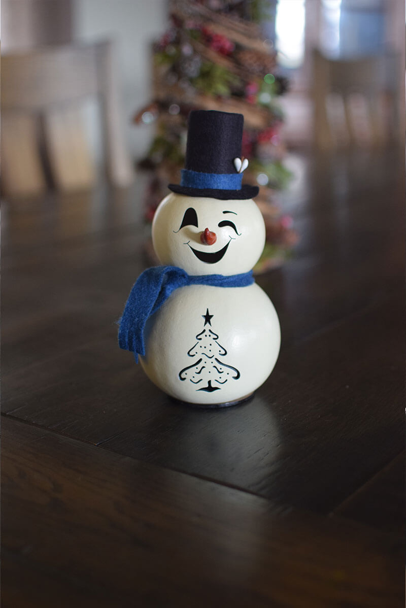 Snowman Craft Kit Finished at Meadowbrooke Gourds. 