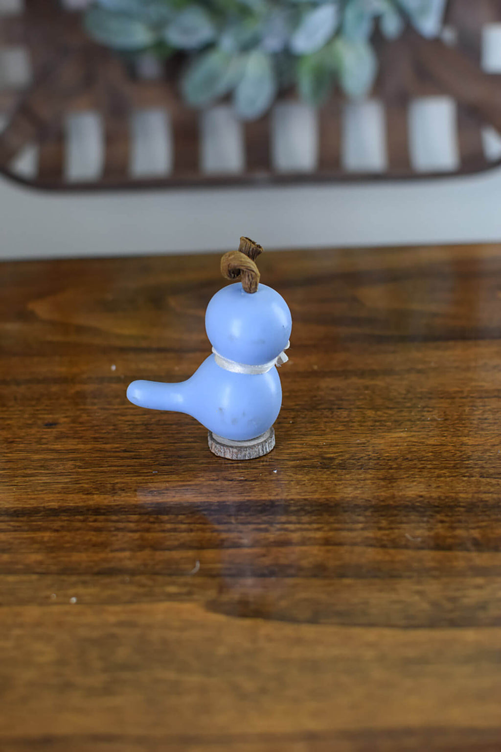 Little blue birdie gourd back view at Meadowbrooke Gourds