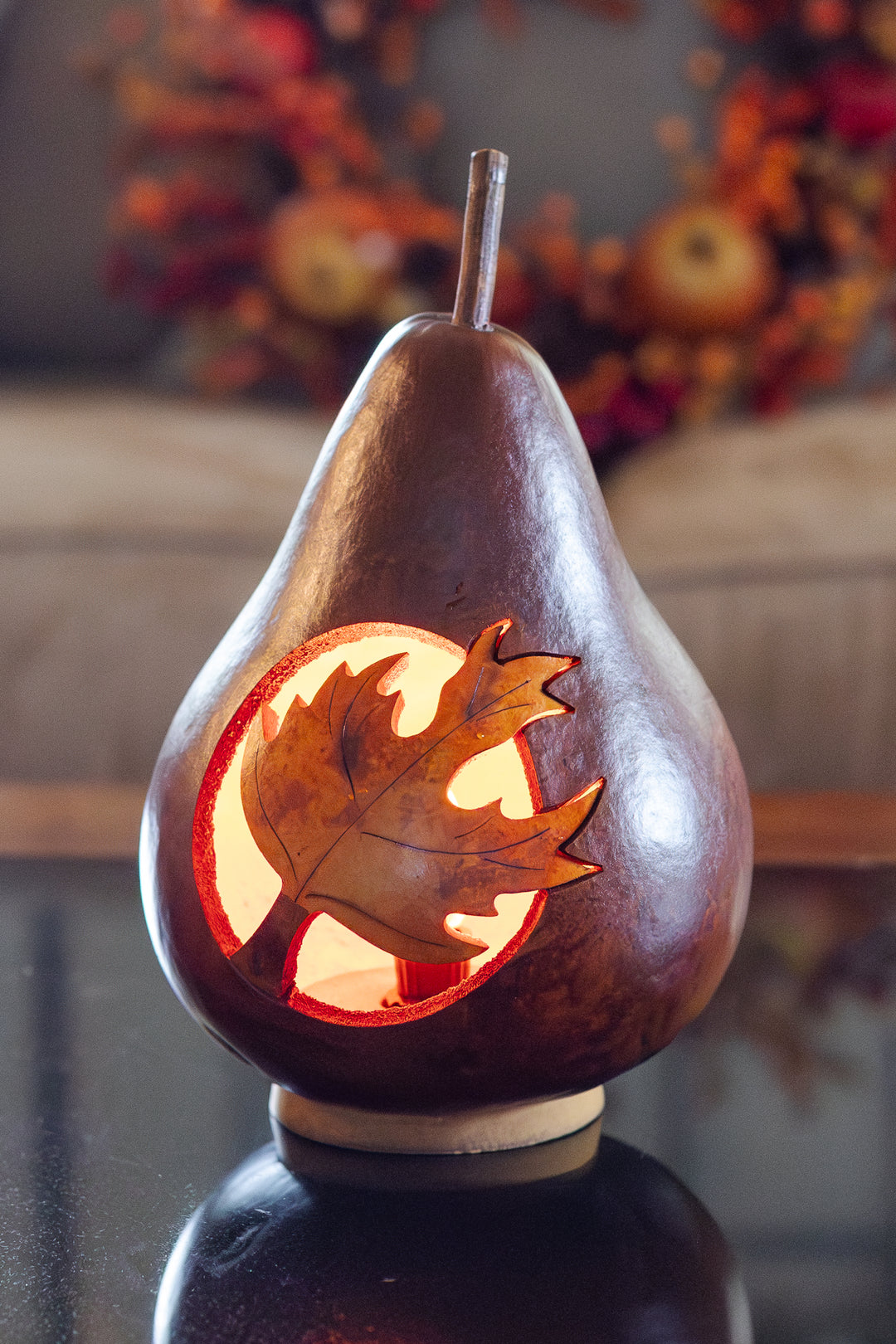 Maple Leaf Silhouette Gourd at Meadowbrooke Gourds. 