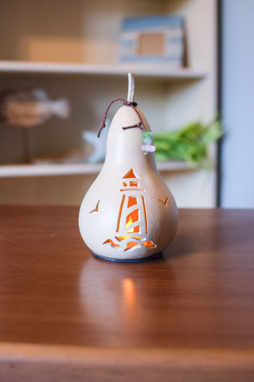 Lighthouse - Miniature Gourd Design by Meadowbrooke Gourds - Front View