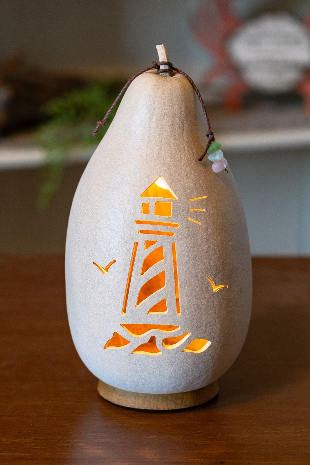 Light House Medium Lit gourd design by Meadowbrooke Gourds