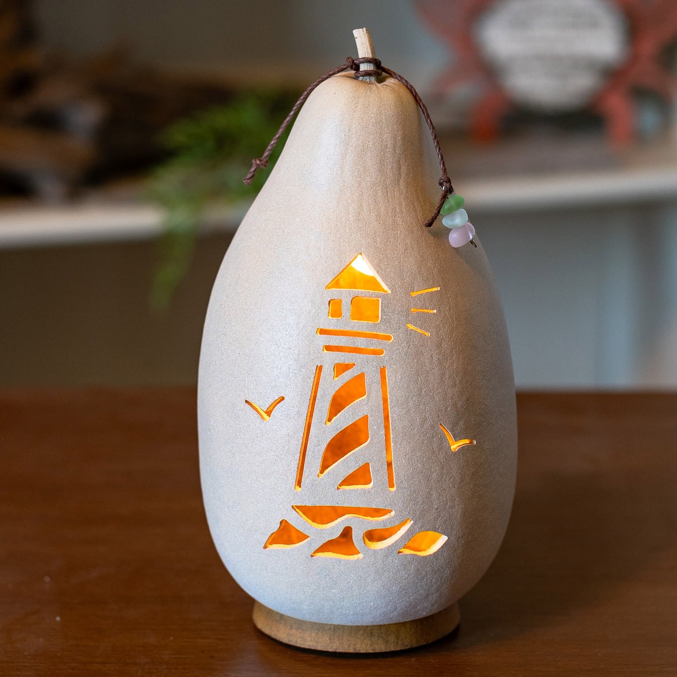 Light House Medium Lit gourd design by Meadowbrooke Gourds