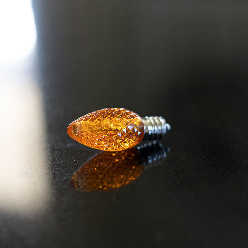 Orange LED Light Bulb at Meadowbrooke Gourds. 