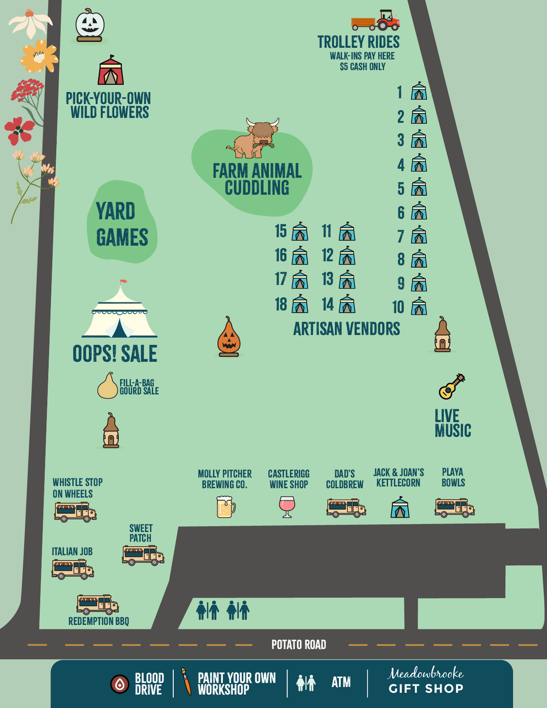 Map of Summer Celebration at Meadowbrooke Gourds