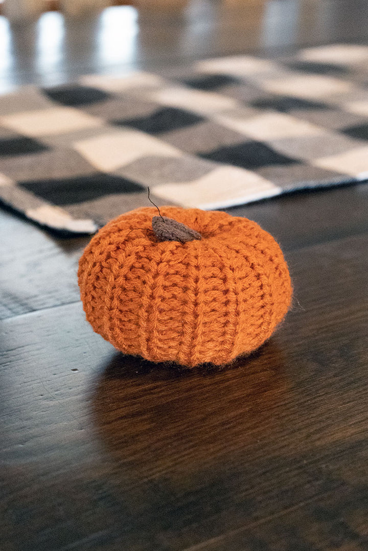 Knitted Pumpkin decoration. 