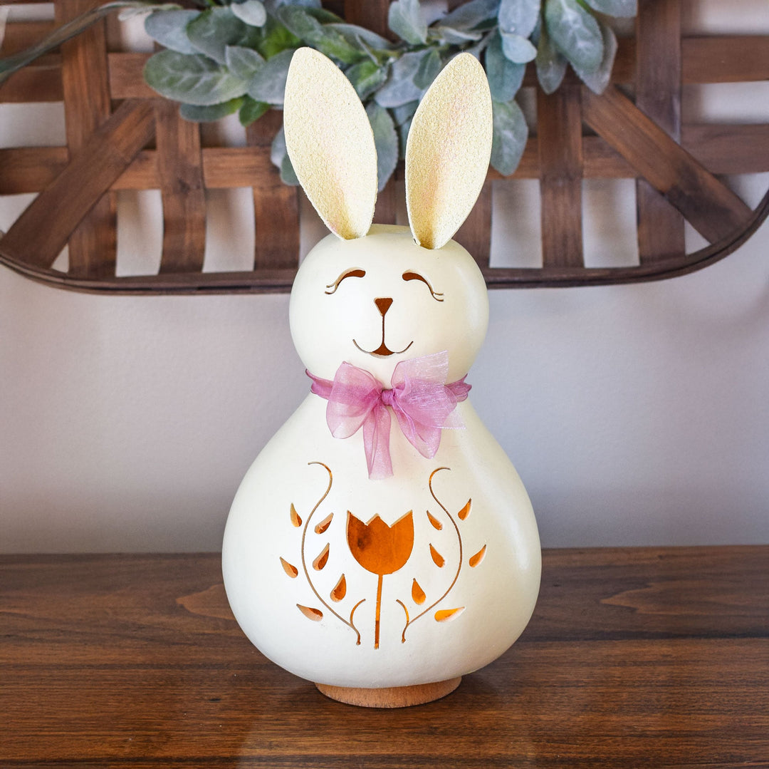 Poppy Medium Lit Gourd Bunny at Meadowbrooke Gourds. 