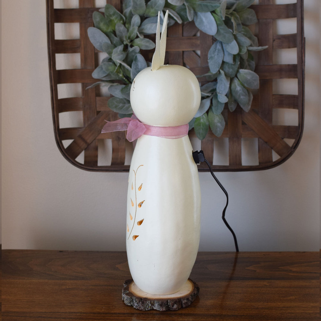 Poppy Large Tall Lit Gourd - Side View at Meadowbrooke Gourds. 