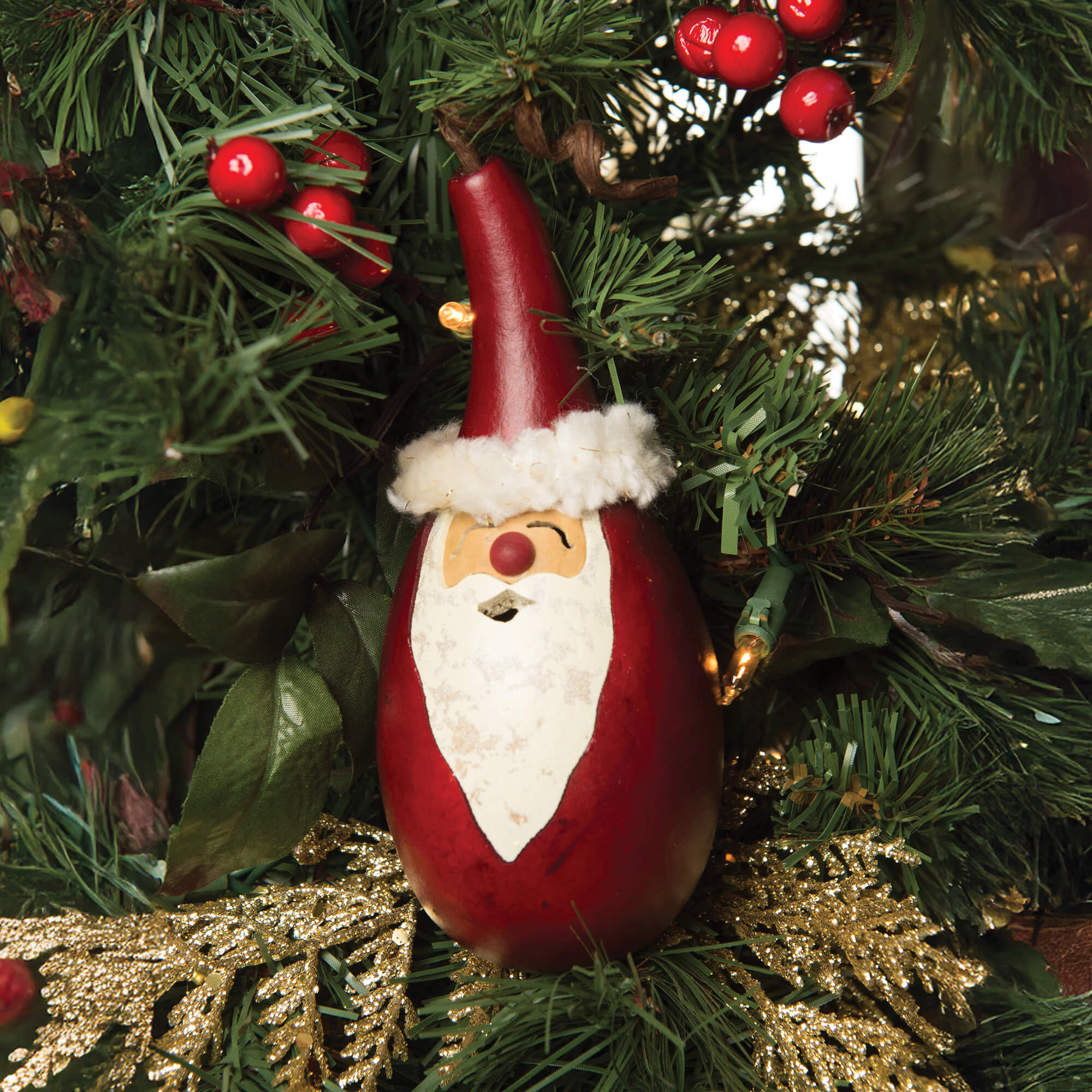 Santa Ornament Gourd at Meadowbrooke Goruds. 