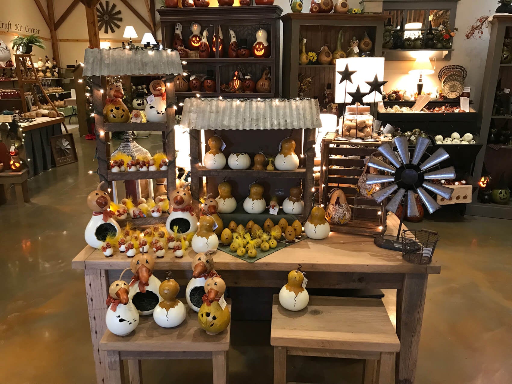 Duck and chick gourds at Meadowbrooke Gourds