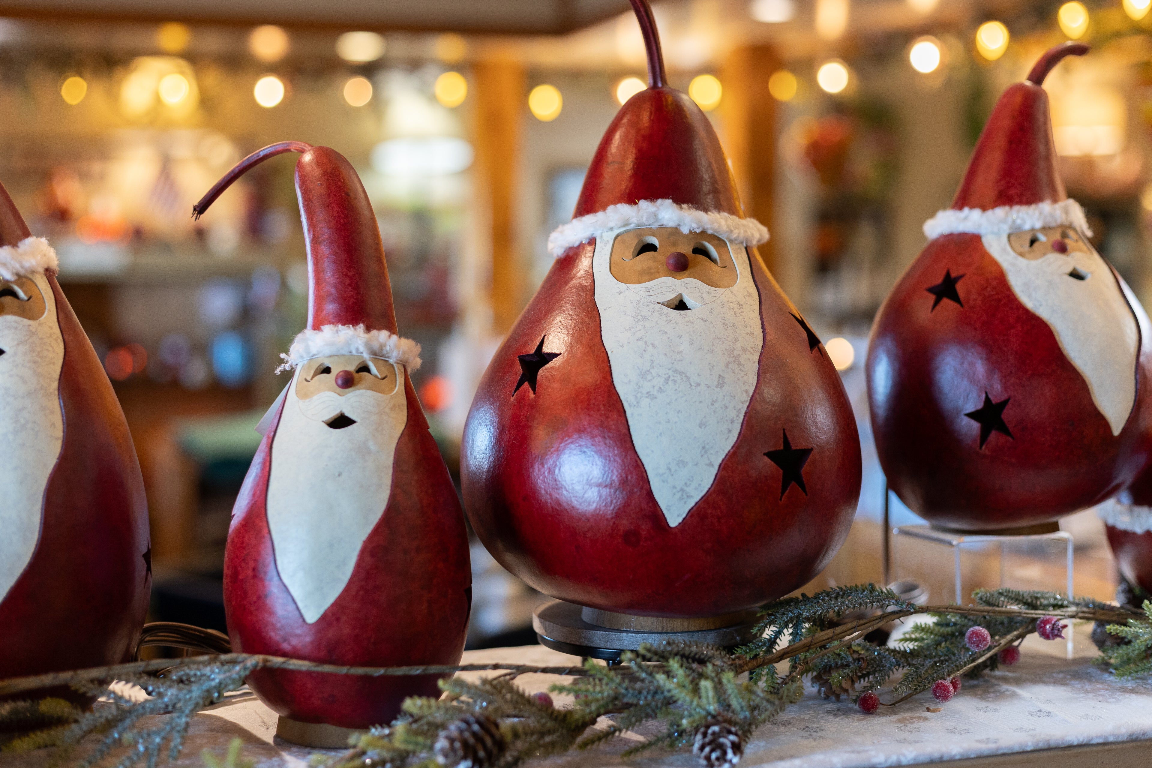 Santa Gourds at Meadowbrooke Gourds. 