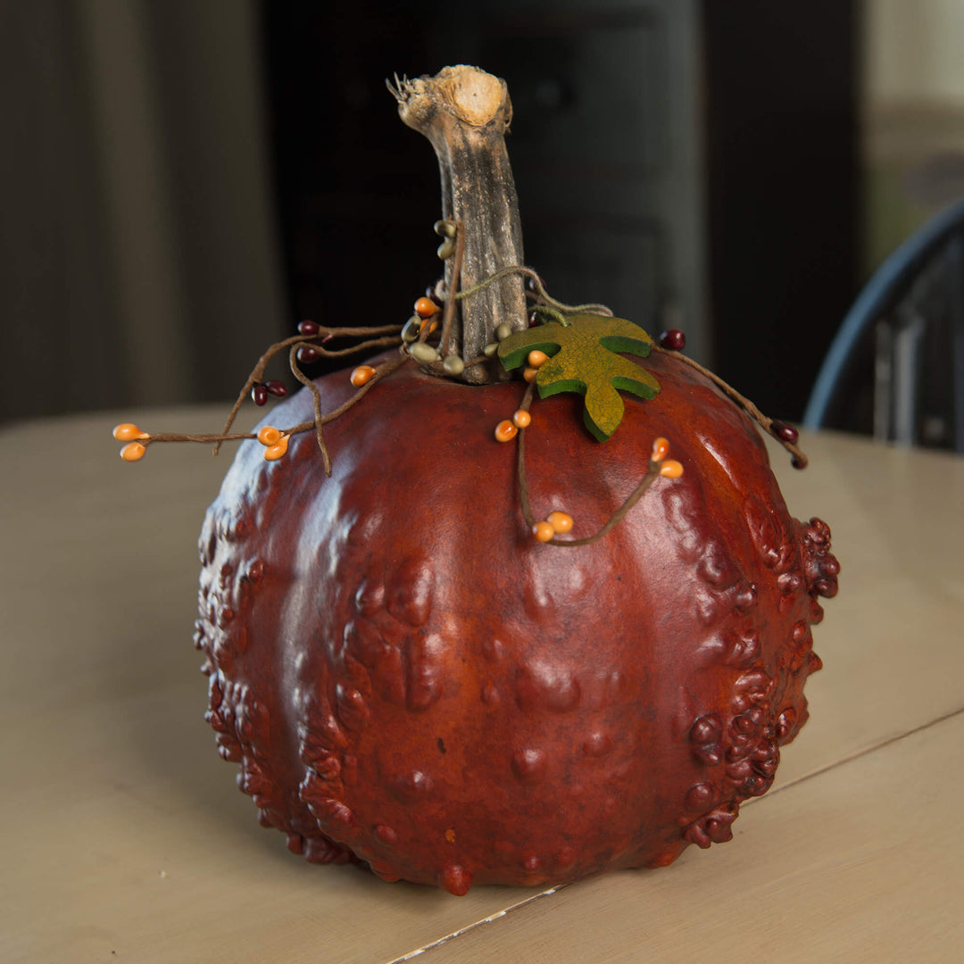 Burnt Orange Textured Pumpkin Gourd at Meadowbrooke Gourds. 