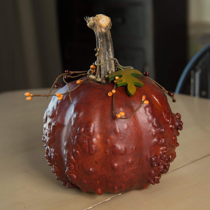 Burnt Orange Textured Pumpkin Gourd at Meadowbrooke Gourds. 