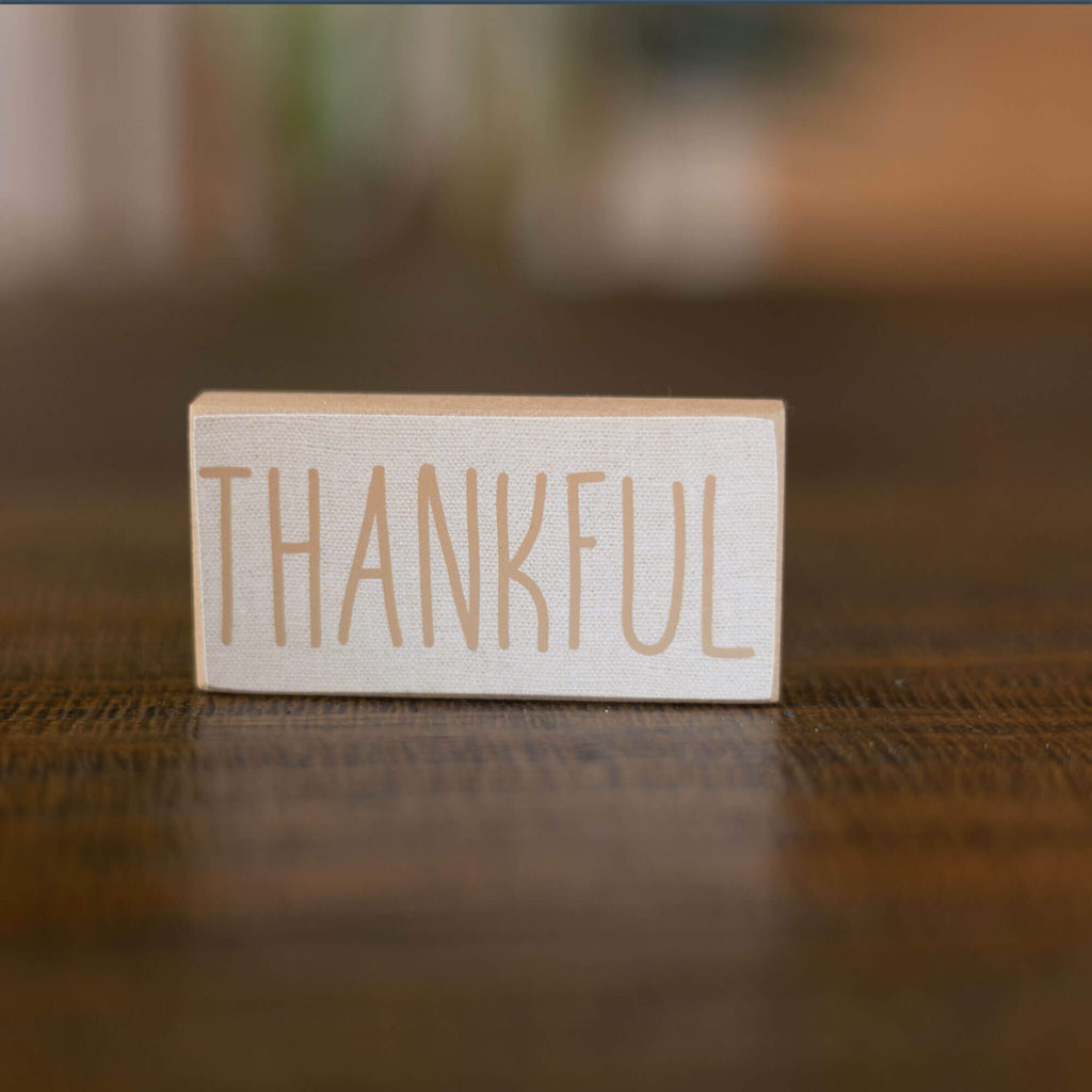 Mystery boo bag fall decor, 'THANKFUL' small, wooden sign.
