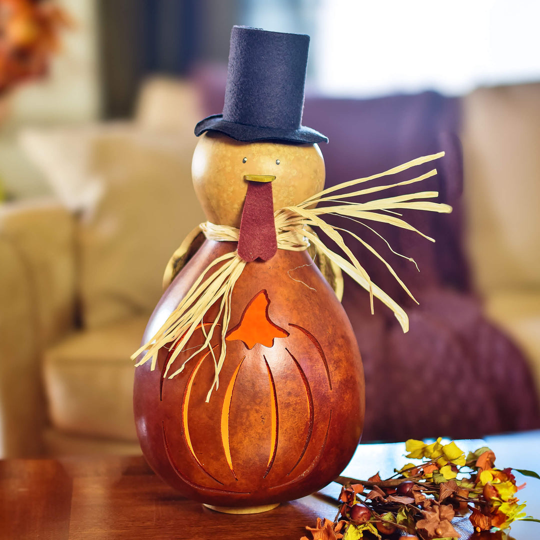 Large Theodore turkey lit gourd  at Meadowbrooke Gourds