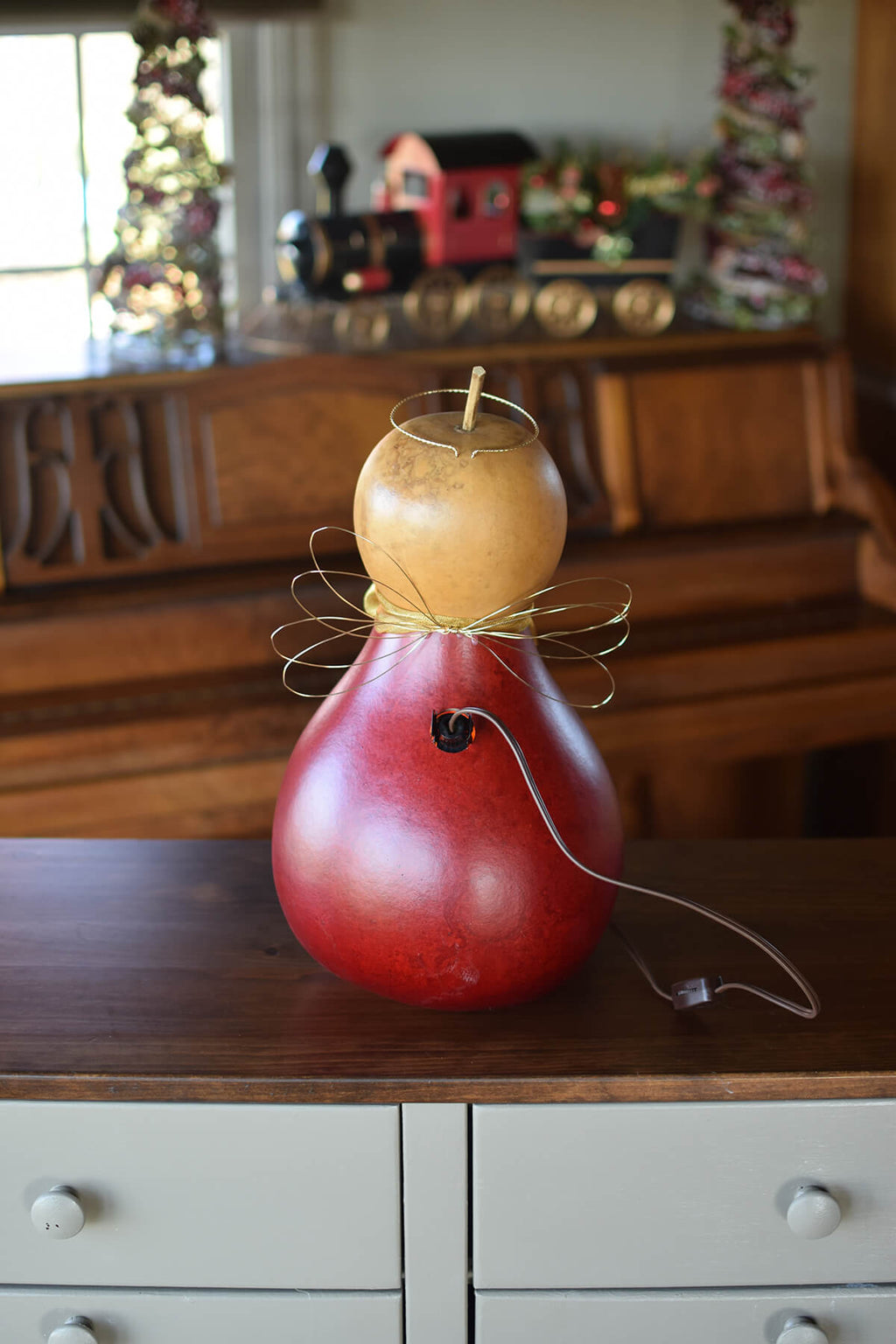 Anastasia Large Lit Angel Gourd Back View