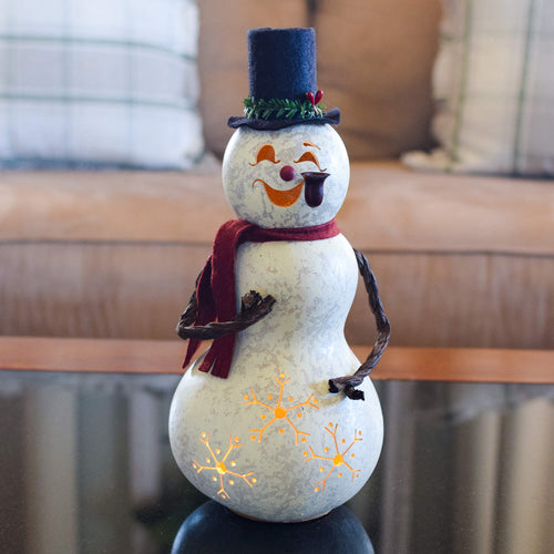 Blizzard Medium Lit Snowman Gourd at Meadowbrooke Gourds. 