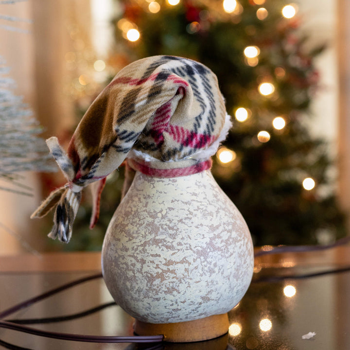 Blizzard Snow Lady Gourd Luminary - Back View showing electric light for luminary